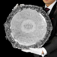 Load image into Gallery viewer, A Large Antique Solid Silver Georgian Salver/Tray (47cm, 3kg+) with Marvellous Cast Decorations - London 1808