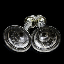 Load image into Gallery viewer, Magnificent Pair of Antique Solid Silver Parcel Gilt Candlesticks - c.1890s