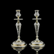 Load image into Gallery viewer, Magnificent Pair of Antique Solid Silver Parcel Gilt Candlesticks - c.1890s