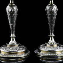 Load image into Gallery viewer, Magnificent Pair of Antique Solid Silver Parcel Gilt Candlesticks - c.1890s