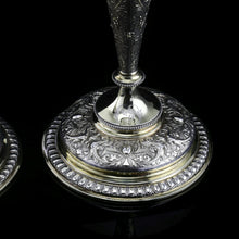 Load image into Gallery viewer, Magnificent Pair of Antique Solid Silver Parcel Gilt Candlesticks - c.1890s