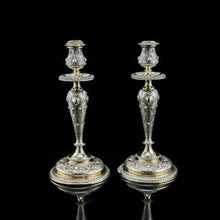 Load image into Gallery viewer, Magnificent Pair of Antique Solid Silver Parcel Gilt Candlesticks - c.1890s