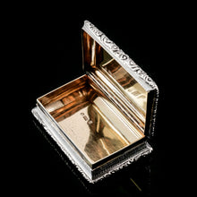 Load image into Gallery viewer, Antique Georgian Solid Silver Snuff Box with Beautiful Floral Border - Nathaniel Mills 1833