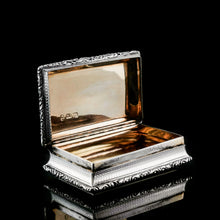 Load image into Gallery viewer, Antique Georgian Solid Silver Snuff Box with Beautiful Floral Border - Nathaniel Mills 1833