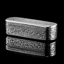 Load image into Gallery viewer, Antique Solid Silver Oval Snuff Box, Beautifully Hand Engraved - William Simpson 1840