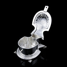 Load image into Gallery viewer, A Fine Quality Antique Solid Silver Inkwell / Inkstand in Scallop Form - Carrington 1903