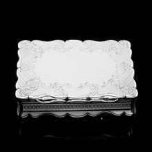 Load image into Gallery viewer, Antique Solid Silver Large Table Snuff Box with Magnificent Engravings - Edward Smith 1850