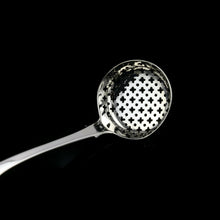 Load image into Gallery viewer, Antique Solid Silver Georgian Sugar Sifter Spoon with Crest - William Chawner 1822