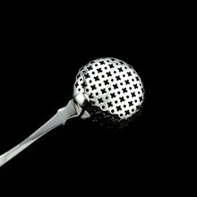Load image into Gallery viewer, Antique Solid Silver Georgian Sugar Sifter Spoon with Crest - William Chawner 1822