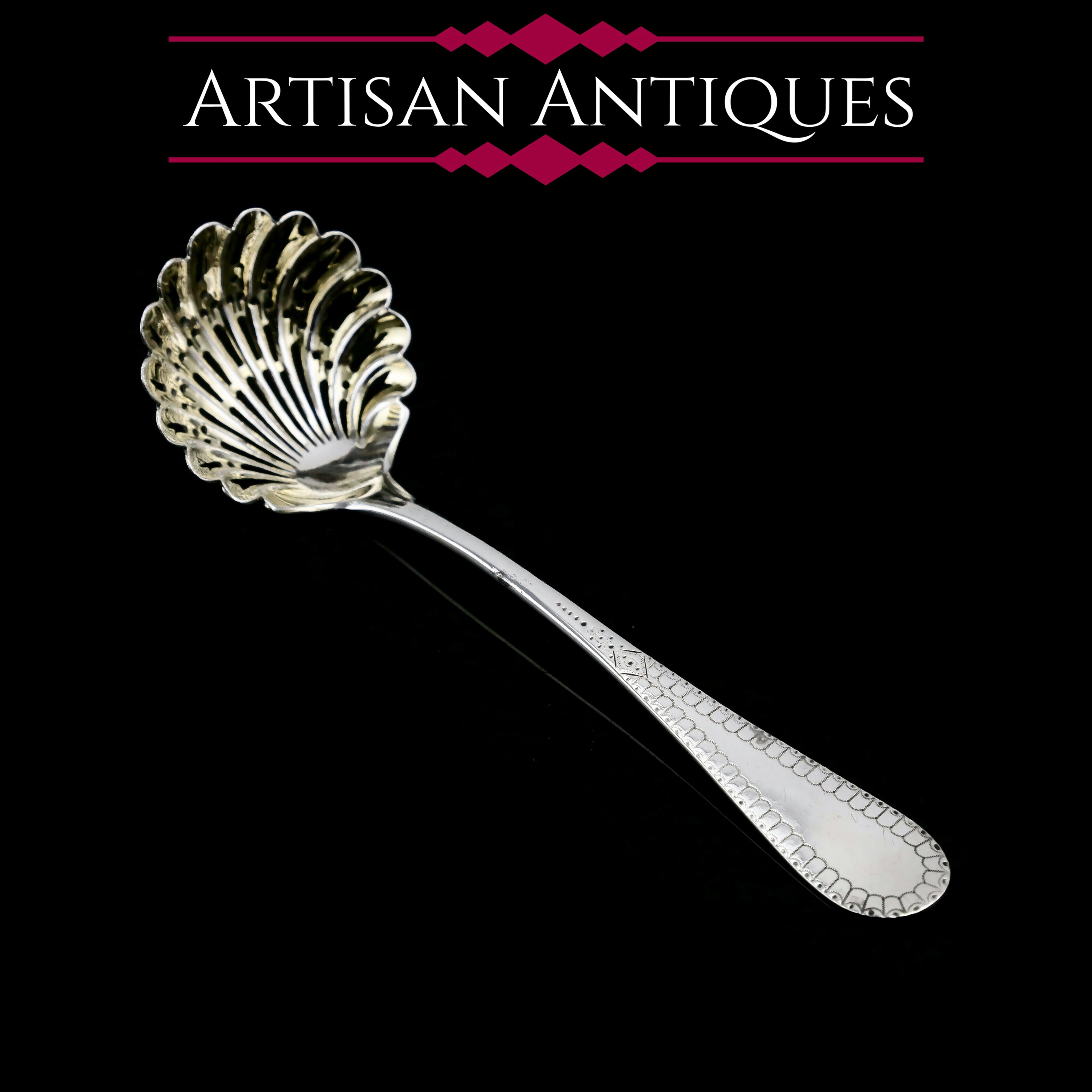 A Victorian Solid Silver Sugar Sifter Spoon Martin Hall Co