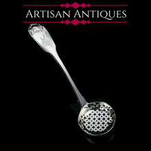 Load image into Gallery viewer, Antique Solid Silver Georgian Sugar Sifter Spoon with Crest - William Chawner 1822