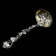 Load image into Gallery viewer, Antique Victorian Solid Sterling Silver Sugar Sifter Spoon with Grape Vine Design - Taylor & Perry 1853