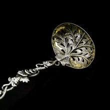 Load image into Gallery viewer, Antique Victorian Solid Sterling Silver Sugar Sifter Spoon with Grape Vine Design - Taylor & Perry 1853
