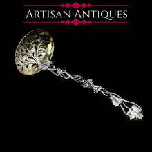 Load image into Gallery viewer, Antique Victorian Solid Sterling Silver Sugar Sifter Spoon with Grape Vine Design - Taylor & Perry 1853