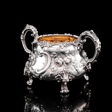 Load image into Gallery viewer, Antique Victorian Solid Silver 3 Piece Tea Set/Service with Fabulous 'Louis' Style Chasing and Figural Masks - Barnard 1857