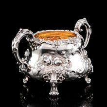 Load image into Gallery viewer, Antique Victorian Solid Silver 3 Piece Tea Set/Service with Fabulous 'Louis' Style Chasing and Figural Masks - Barnard 1857