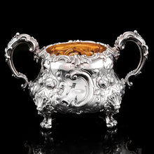 Load image into Gallery viewer, Antique Victorian Solid Silver 3 Piece Tea Set/Service with Fabulous 'Louis' Style Chasing and Figural Masks - Barnard 1857