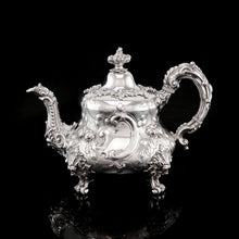Load image into Gallery viewer, Antique Victorian Solid Silver 3 Piece Tea Set/Service with Fabulous 'Louis' Style Chasing and Figural Masks - Barnard 1857