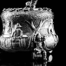 Load image into Gallery viewer, Rare Antique Victorian Solid Silver 'Teniers Pattern' Salt Cellars - F B Thomas & Co 1882