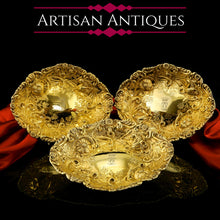 Load image into Gallery viewer, Majestic Antique Solid Silver Gilt Large Dishes / Bowls , Set of 3 - John Aldwinckle & Thomas Slater 1892