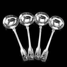 Load image into Gallery viewer, Antique Victorian Set of 4 Solid Silver Sauce Ladles/Spoons "Fiddle Thread & Shell" Pattern - Chawner & Co 1845