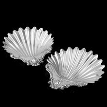 Load image into Gallery viewer, Antique Victorian Solid Silver Pair of Butter Dishes, Shell Design - Josiah Williams & Co 1894