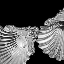 Load image into Gallery viewer, Antique Victorian Solid Silver Pair of Butter Dishes, Shell Design - Josiah Williams & Co 1894