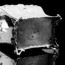 Load image into Gallery viewer, Antique Georgian Solid Sterling Silver Tea Caddy with Floral Embossed Design and Coat of Arms - Daniel Smith & Robert Sharp 1765