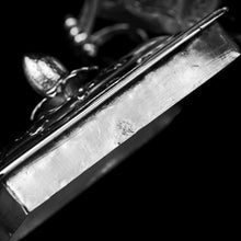 Load image into Gallery viewer, Antique Georgian Solid Sterling Silver Tea Caddy with Floral Embossed Design and Coat of Arms - Daniel Smith & Robert Sharp 1765