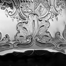 Load image into Gallery viewer, Antique Georgian Solid Sterling Silver Tea Caddy with Floral Embossed Design and Coat of Arms - Daniel Smith & Robert Sharp 1765