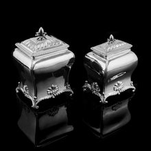 Load image into Gallery viewer, Antique Solid Silver Tea Caddy/Canister Set with Shagreen Box Case & Accessories - Peter (Pierre) Gillois 1759