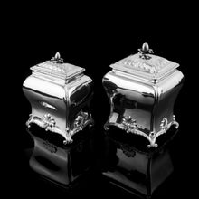 Load image into Gallery viewer, Antique Solid Silver Tea Caddy/Canister Set with Shagreen Box Case & Accessories - Peter (Pierre) Gillois 1759