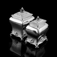 Load image into Gallery viewer, Antique Solid Silver Tea Caddy/Canister Set with Shagreen Box Case & Accessories - Peter (Pierre) Gillois 1759