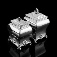Load image into Gallery viewer, Antique Solid Silver Tea Caddy/Canister Set with Shagreen Box Case & Accessories - Peter (Pierre) Gillois 1759