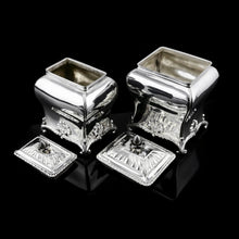 Load image into Gallery viewer, Antique Solid Silver Tea Caddy/Canister Set with Shagreen Box Case & Accessories - Peter (Pierre) Gillois 1759
