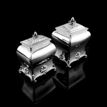 Load image into Gallery viewer, Antique Solid Silver Tea Caddy/Canister Set with Shagreen Box Case & Accessories - Peter (Pierre) Gillois 1759