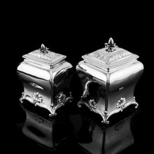 Load image into Gallery viewer, Antique Solid Silver Tea Caddy/Canister Set with Shagreen Box Case & Accessories - Peter (Pierre) Gillois 1759