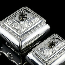 Load image into Gallery viewer, Antique Solid Silver Tea Caddy/Canister Set with Shagreen Box Case & Accessories - Peter (Pierre) Gillois 1759