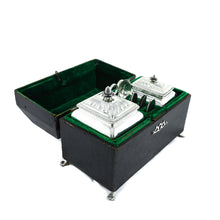 Load image into Gallery viewer, Antique Solid Silver Tea Caddy/Canister Set with Shagreen Box Case & Accessories - Peter (Pierre) Gillois 1759