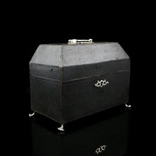 Load image into Gallery viewer, Antique Solid Silver Tea Caddy/Canister Set with Shagreen Box Case & Accessories - Peter (Pierre) Gillois 1759