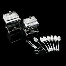 Load image into Gallery viewer, Antique Solid Silver Tea Caddy/Canister Set with Shagreen Box Case & Accessories - Peter (Pierre) Gillois 1759