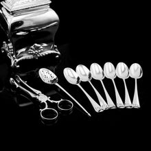 Load image into Gallery viewer, Antique Solid Silver Tea Caddy/Canister Set with Shagreen Box Case & Accessories - Peter (Pierre) Gillois 1759