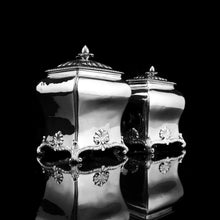 Load image into Gallery viewer, Antique Solid Silver Tea Caddy/Canister Set with Shagreen Box Case & Accessories - Peter (Pierre) Gillois 1759