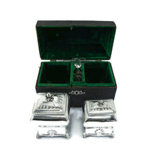 Load image into Gallery viewer, Antique Solid Silver Tea Caddy/Canister Set with Shagreen Box Case & Accessories - Peter (Pierre) Gillois 1759