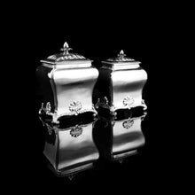 Load image into Gallery viewer, Antique Solid Silver Tea Caddy/Canister Set with Shagreen Box Case & Accessories - Peter (Pierre) Gillois 1759