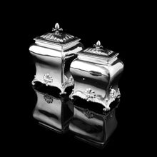 Load image into Gallery viewer, Antique Solid Silver Tea Caddy/Canister Set with Shagreen Box Case & Accessories - Peter (Pierre) Gillois 1759