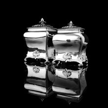Load image into Gallery viewer, Antique Solid Silver Tea Caddy/Canister Set with Shagreen Box Case & Accessories - Peter (Pierre) Gillois 1759