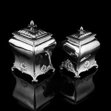 Load image into Gallery viewer, Antique Solid Silver Tea Caddy/Canister Set with Shagreen Box Case & Accessories - Peter (Pierre) Gillois 1759