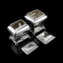 Load image into Gallery viewer, Antique Solid Silver Tea Caddy/Canister Set with Shagreen Box Case & Accessories - Peter (Pierre) Gillois 1759