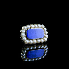 Load image into Gallery viewer, Antique Victorian 15K Gold Brooch Blue Enamel & Seed Pearl